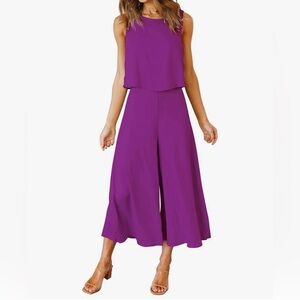 ROYLAMP Women's Summer 2 Piece Outfits Wide Leg Pants Set Jumpsuits size 2XL
